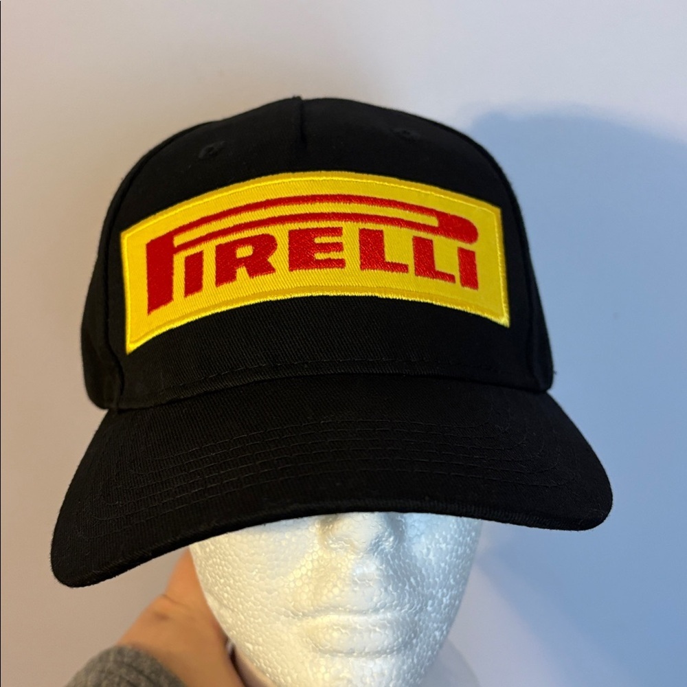 Pirelli Large Patch Logo Black Baseball Hat Cap Trucker Racing